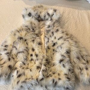 Fabulous Furs Kids Faux Fur Jacket - Cream and Black